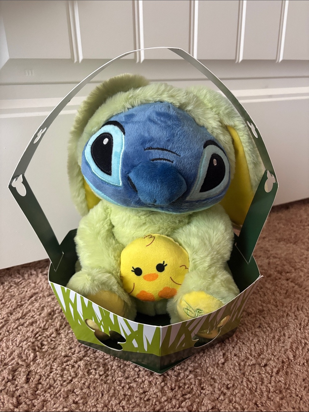 Disney Green and Blue Stitch Plush with Yellow Chick